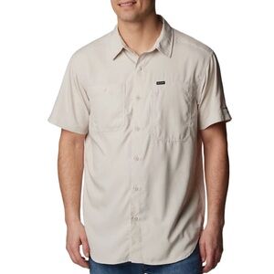 COLUMBIA Tan Oxford Collar Button Down Short Sleeve Shirt NWOT